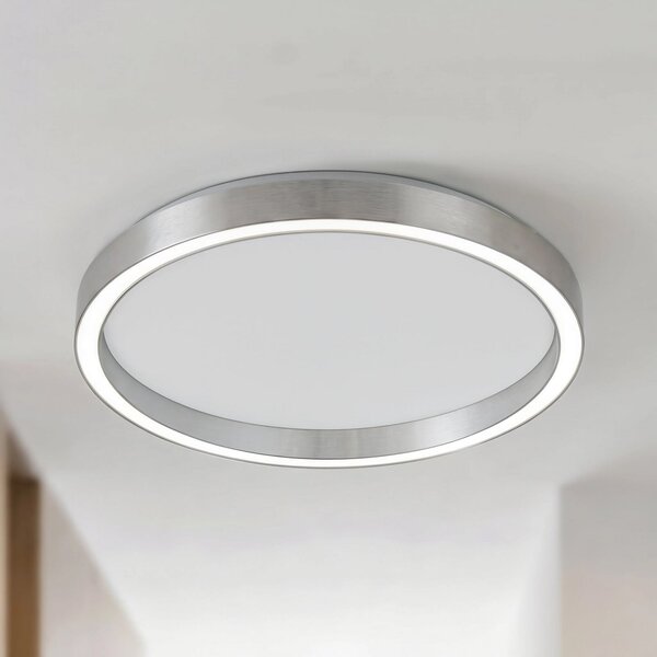 Lucande LED-stropna svetilka Rotundo, premer 40 cm, aluminij, z možnostjo, zatemnjen, Kovinska, Dnevna soba / jedilnica, Plastika, Sodobni