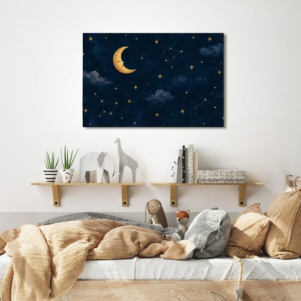 Slika speča luna med zvezdami