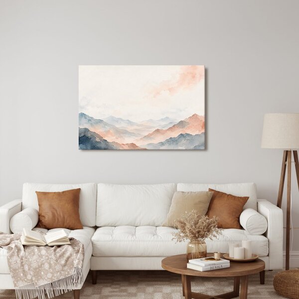 Slika akvarelna gorska tišina v megli