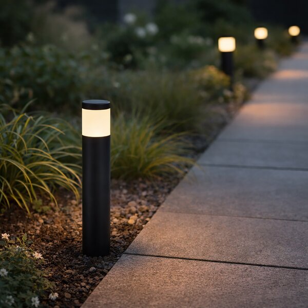 Moderna zunanja svetilka za steber 12V črna vklj. LED IP65 - Voltaire Palo