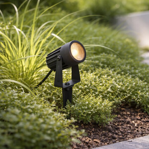 Sodobni 12V reflektor črn vklj. LED IP67 - Voltaire Pico