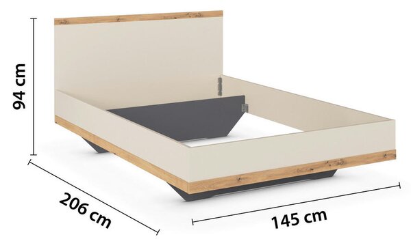 POSTELJA x , leseni material barve šampanjca, hrast artisan