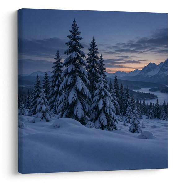 Slika tiha zasnežena panorama gora
