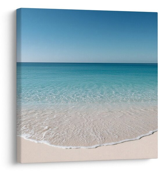 Slika azurno obzorje nad peščeno plažo