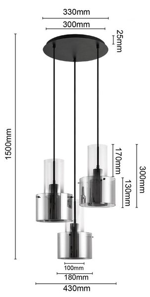 VISEČA SVETILKA Eos 33/150 cm 60 W E27