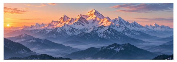 Slika alpska panorama ob sončnem vzhodu