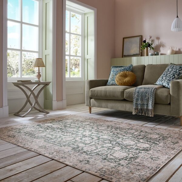 Zelena pralna preproga 152x230 cm Beau Floral – Flair Rugs
