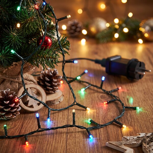 Novoletne lučke veriga 100 LED RGB barvne 7,5m zunanje AKCIJA - GRUNDIG