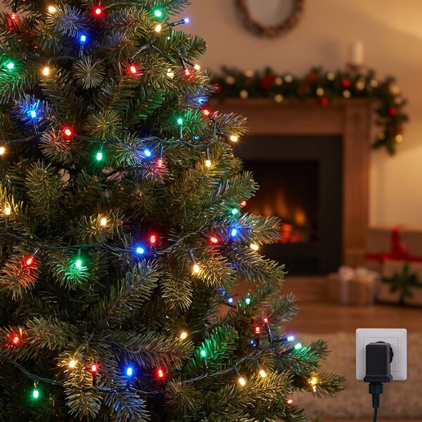 Novoletne lučke veriga 100 LED RGB barvne 7,5m zunanje AKCIJA - GRUNDIG