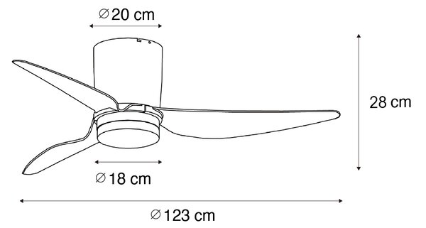 Stropni ventilator bel, vključno z LED z daljinskim upravljanjem - Patty