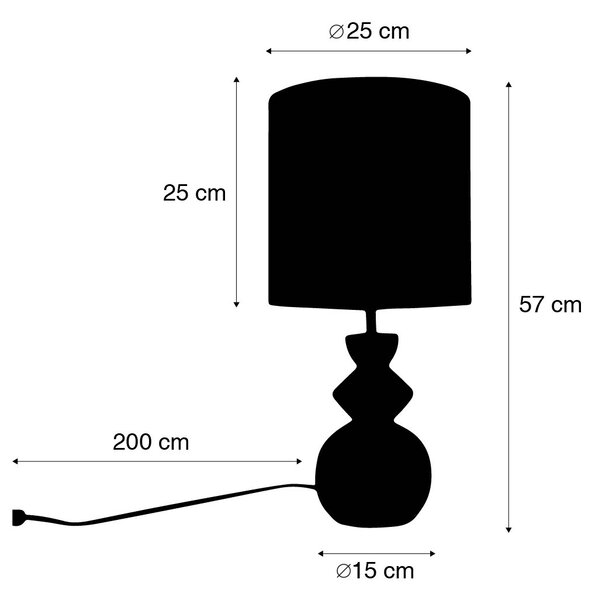 Dizajnerska namizna svetilka bela žametna kapa taupe z zlatom 25 cm - Alisia