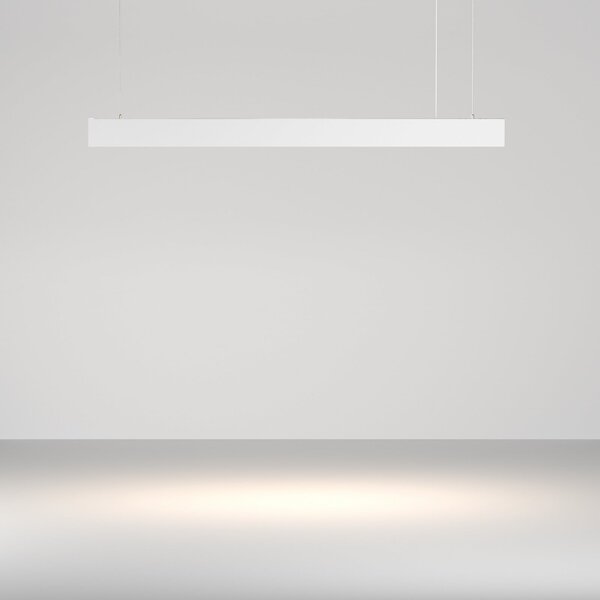 Maytoni LED viseča svetilka Basis, bela, CCT, dolžina 112,5 cm, zatemnjen, Bela, Dnevna soba / jedilnica, Aluminij, Sodobni