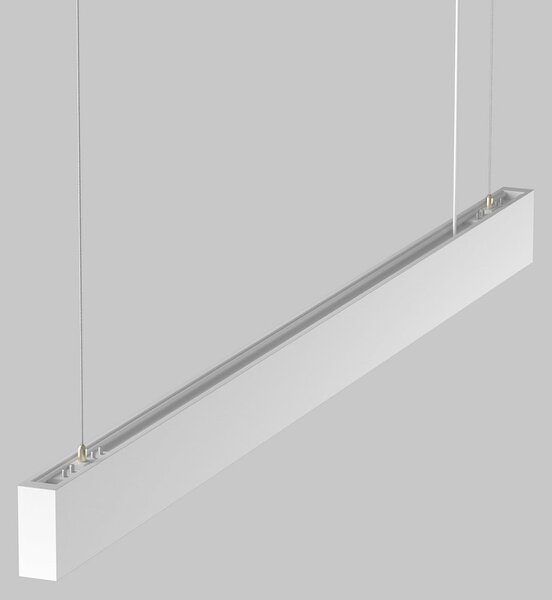 Maytoni LED viseča svetilka Basis, bela, CCT, dolžina 112,5 cm, zatemnjen, Bela, Dnevna soba / jedilnica, Aluminij, Sodobni