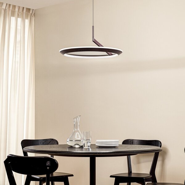 Lucande LED viseča svetilka Eldra, kavno rjava, Ø 55 cm, CCT, zatemnjen, Rjava / rjasta, Dnevna soba / jedilnica, Kovina, Sodobni