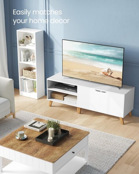 TV omarica z 2 vrati, 40 x 140 x 50 cm, bela | VASAGLE