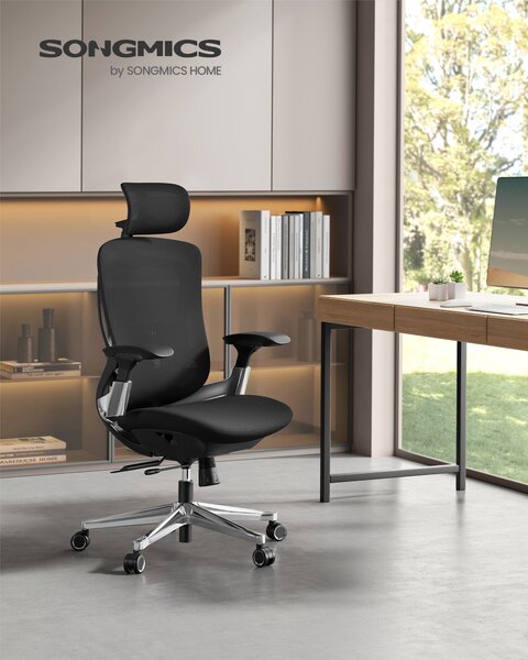 Ergonomska stolica, nastavljiva, nagibna pisarniška stolica, črna