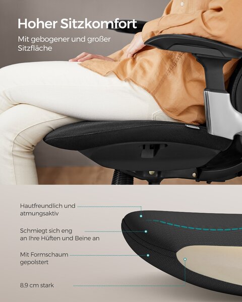 Ergonomska stolica, nastavljiva, nagibna pisarniška stolica, črna