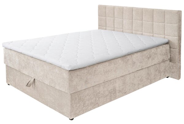 POSTELJA Z VZMETNICO 200 cm x 120 cm , les, tekstil bež