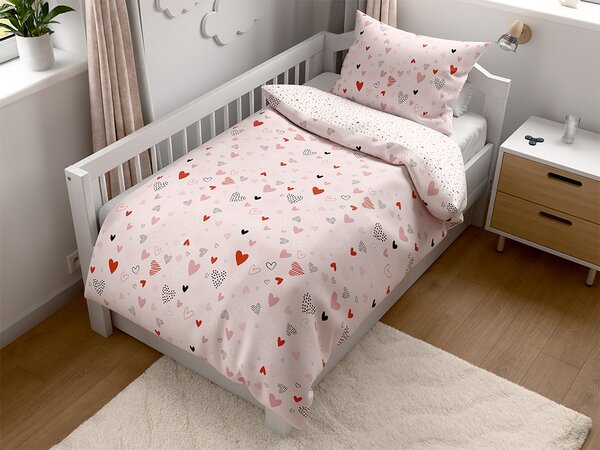 Posteljnina iz krepa za posteljico Renforcé LOVITA roza Dimenzije posteljnine: 45 x 65 cm | 90 x 140 cm