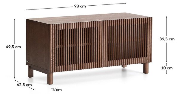 Temno rjava omarica za čevlje v jesenovem dekorju 98x50x43 cm Beyla – Kave Home