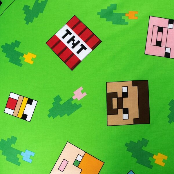 Zeleno-modra enojna bombažna otroška posteljnina 140x200 cm Minecraft "Outdoor Mobs" – Jerry Fabrics