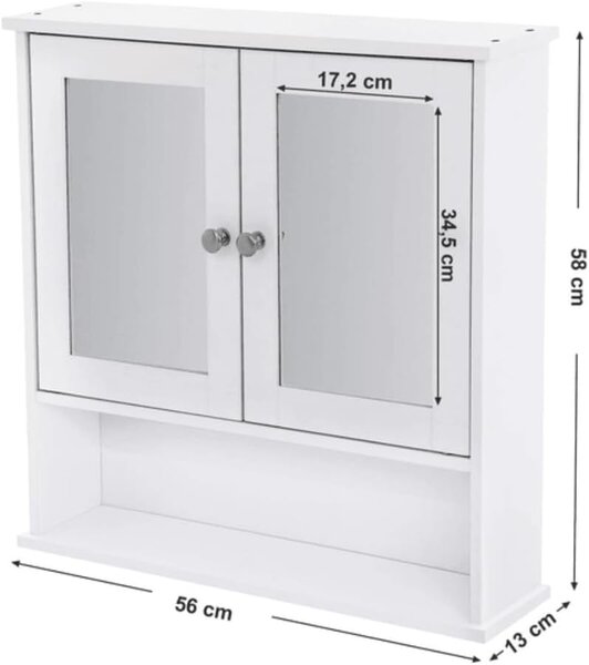 Kopalniška omarica LEHAC 56x13x58 cm bela