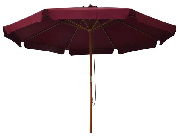 VidaXL Zunanji senčnik z lesenim drogom 330 cm bordo