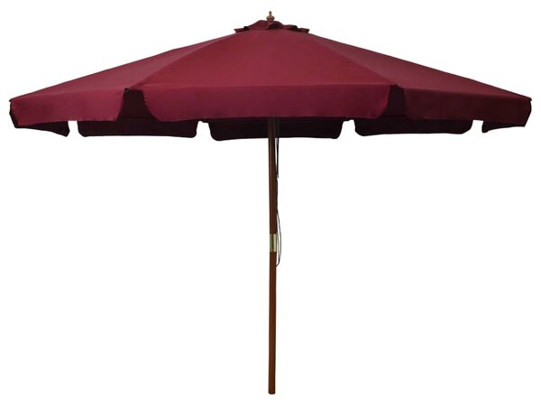 VidaXL Zunanji senčnik z lesenim drogom 330 cm bordo