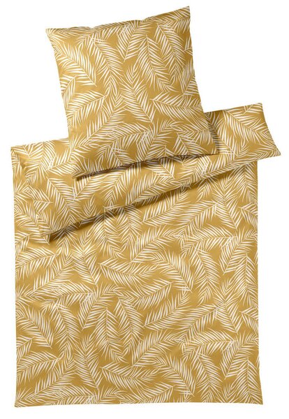POSTELJNINA MAISON LEAVES 140/200 cm mako saten zlate barve