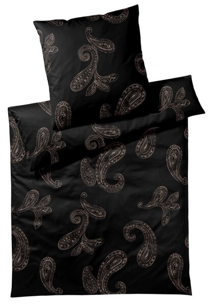 POSTELJNINA PAISLEY 140/200 cm mako saten črna