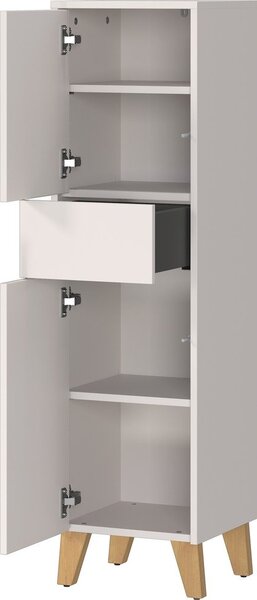 Kremno bela visoka kopalniška omarica v mat dekorju 33x123 cm Arnea – Germania
