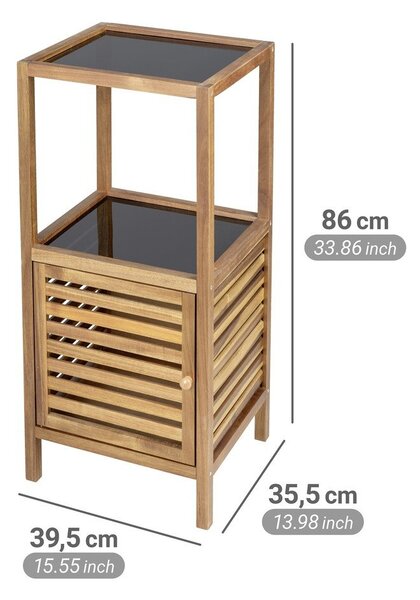 Črna/naravna nizka ozka kopalniška omarica iz masivne akacije 39,5x86 cm Fondi – Wenko