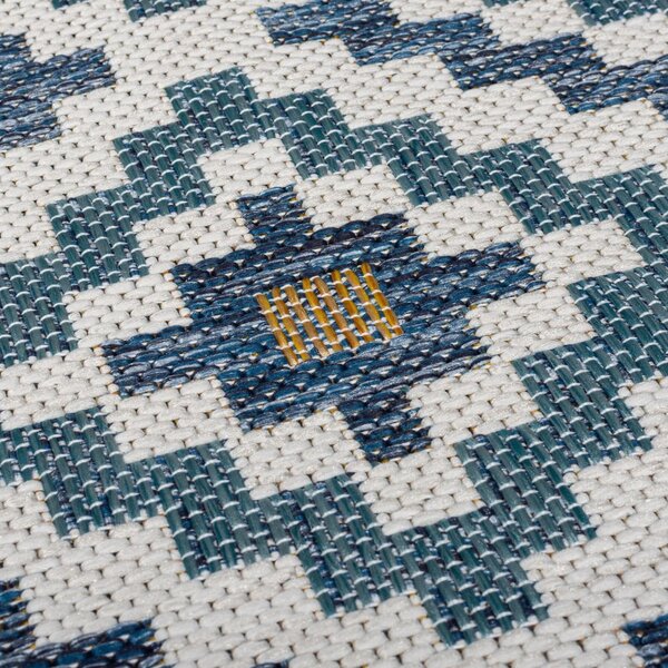 Rumeno-modra notranja in zunanja preproga 80x230 cm Zia Trellis – Flair Rugs