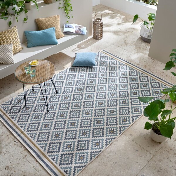 Rumeno-modra notranja in zunanja preproga 120x170 cm Zia Trellis – Flair Rugs