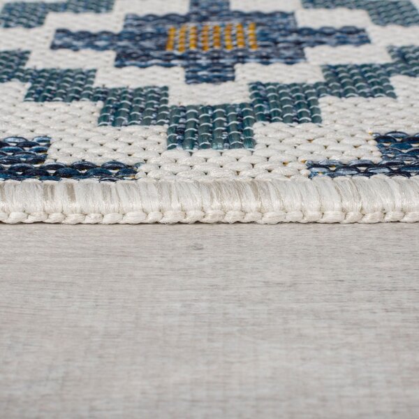 Rumeno-modra notranja in zunanja preproga 80x230 cm Zia Trellis – Flair Rugs