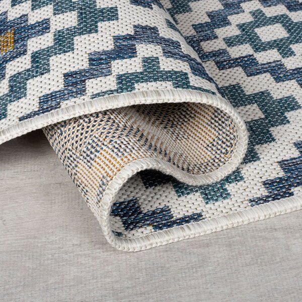 Rumeno-modra notranja in zunanja preproga 80x230 cm Zia Trellis – Flair Rugs