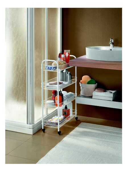 Bel kovinski premični regal 23x84 cm - Metaltex