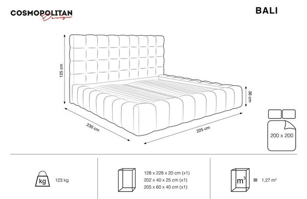 Bež oblazinjena zakonska postelja s prostorom za shranjevanje in letvenim dnom 200x200 cm Bali – Cosmopolitan Design