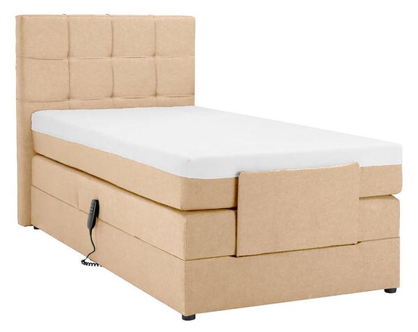 BOXSPRING POSTELJA 120 cm x 200 cm , tekstil, leseni material bež