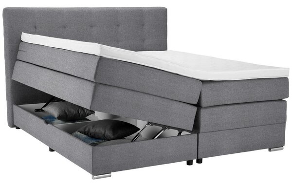 BOXSPRING POSTELJA 160 cm x 200 cm , tekstil svetlo siva