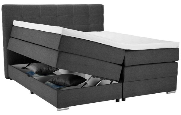 BOXSPRING POSTELJA 160 cm x 200 cm , tekstil temno siva