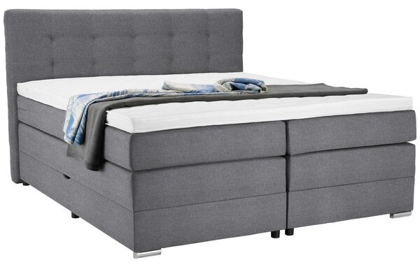 BOXSPRING POSTELJA 160 cm x 200 cm , tekstil svetlo siva