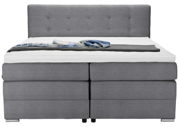 BOXSPRING POSTELJA 160 cm x 200 cm , tekstil svetlo siva