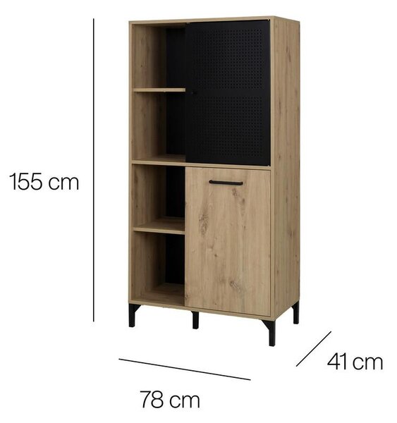 Livetastic Visoka Komoda Craft, Črna, Barva Hrasta