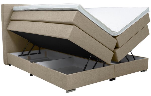 BOXSPRING POSTELJA 160 cm x 200 cm , tekstil sivobež