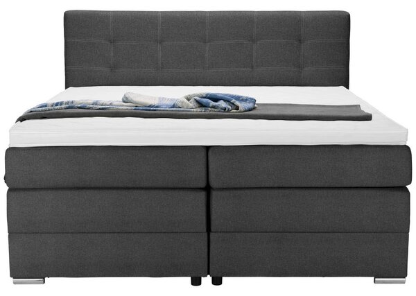BOXSPRING POSTELJA 160 cm x 200 cm , tekstil temno siva