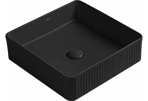 Mexen Grovo rebrasti nadpultni umivalnik 37 x 37 cm, črna mat - 22303785