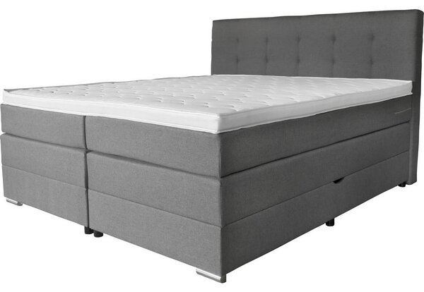 BOXSPRING POSTELJA 160 cm x 200 cm , tekstil siva