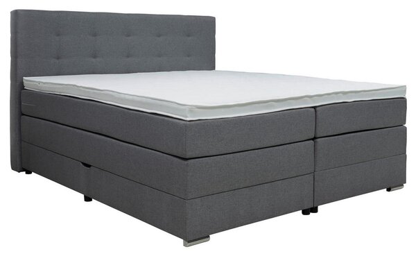 BOXSPRING POSTELJA 160 cm x 200 cm , tekstil siva