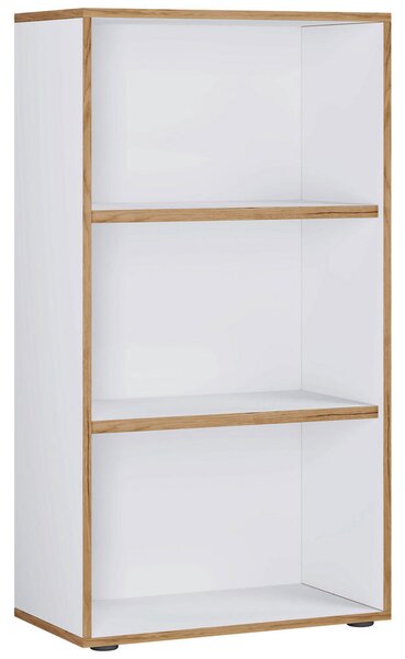 PISARNIŠKI REGAL 60/110/33 cm bela, medeni hrast